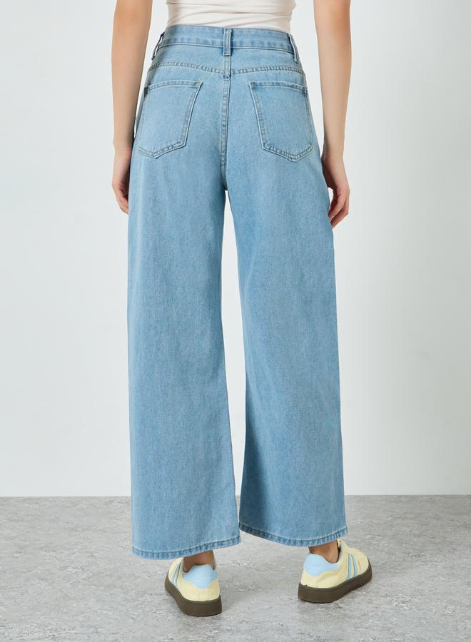 ستايلي بنطال جينز بساق مستقيمة لون أزرق - Image 3